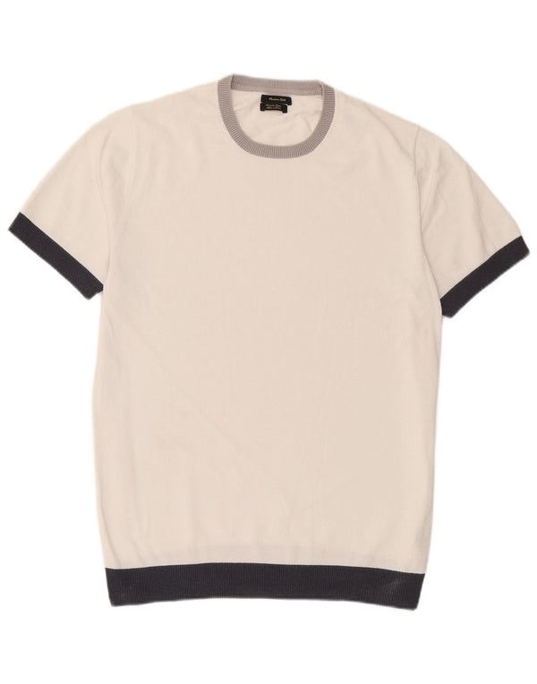 Massimo Dutti Herre Crew Neck trøje Sweater Large White Colourblock