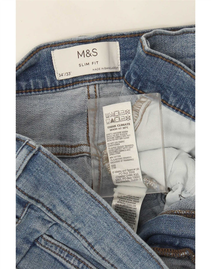 Marks & Spencer Herre Slim Jeans W34 L33 Blå Bomuld