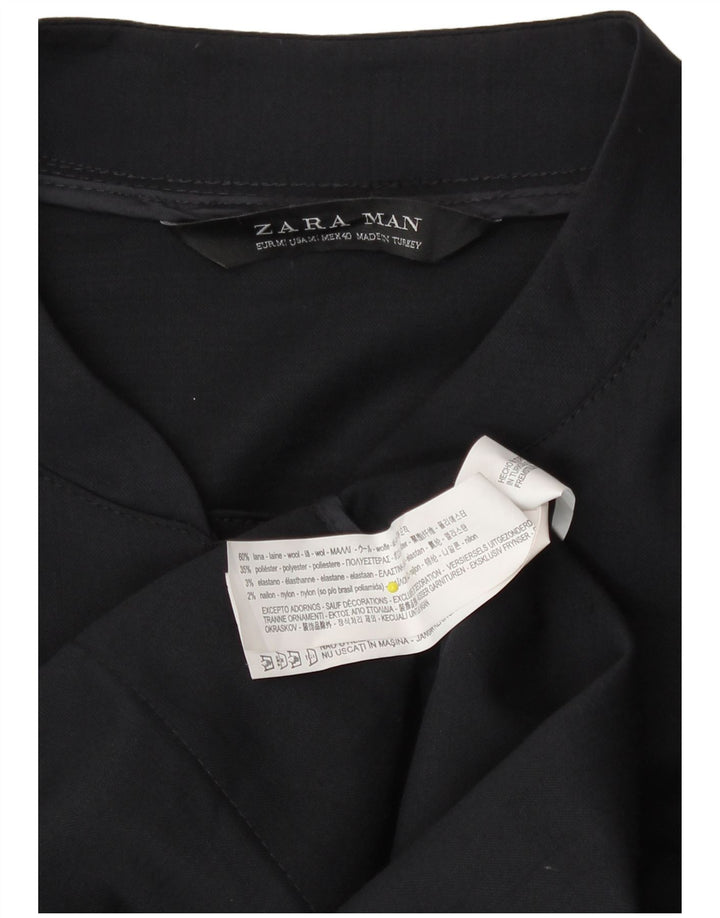 Zara Herre Bomber Jacket UK 38 Medium Navy Blue Wool