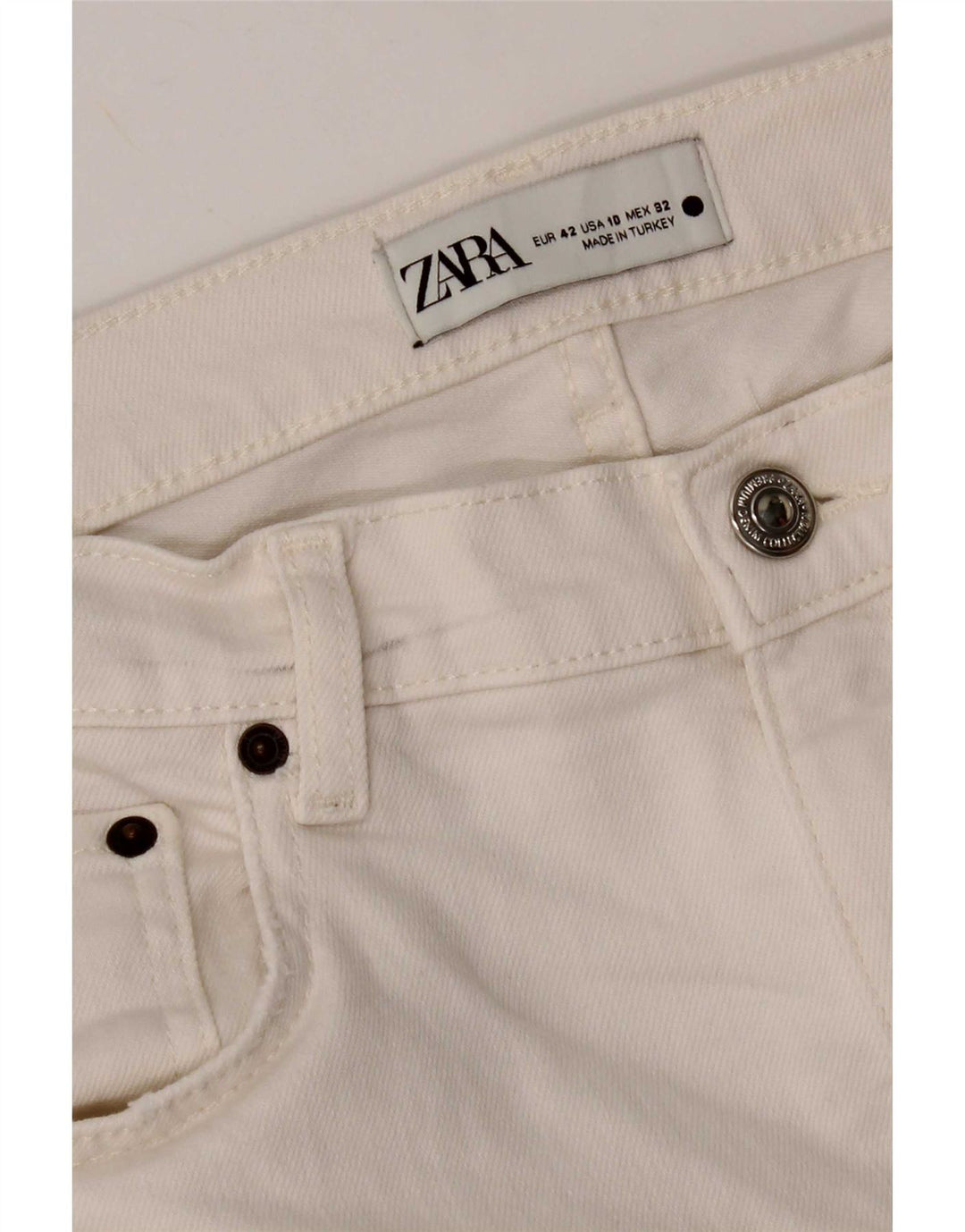 Zara Womens Distressed Cropped Jeans EU 42 Large W32 L24 White Bomuld