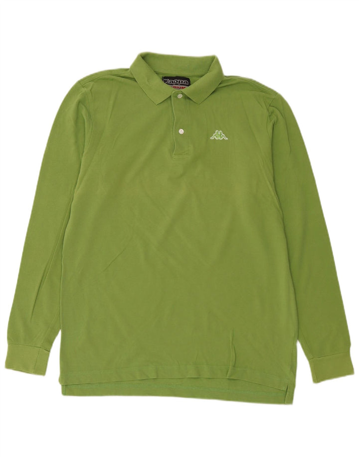 Kappa Mens Long Sleeve Polo Shirt Medium Green Cotton