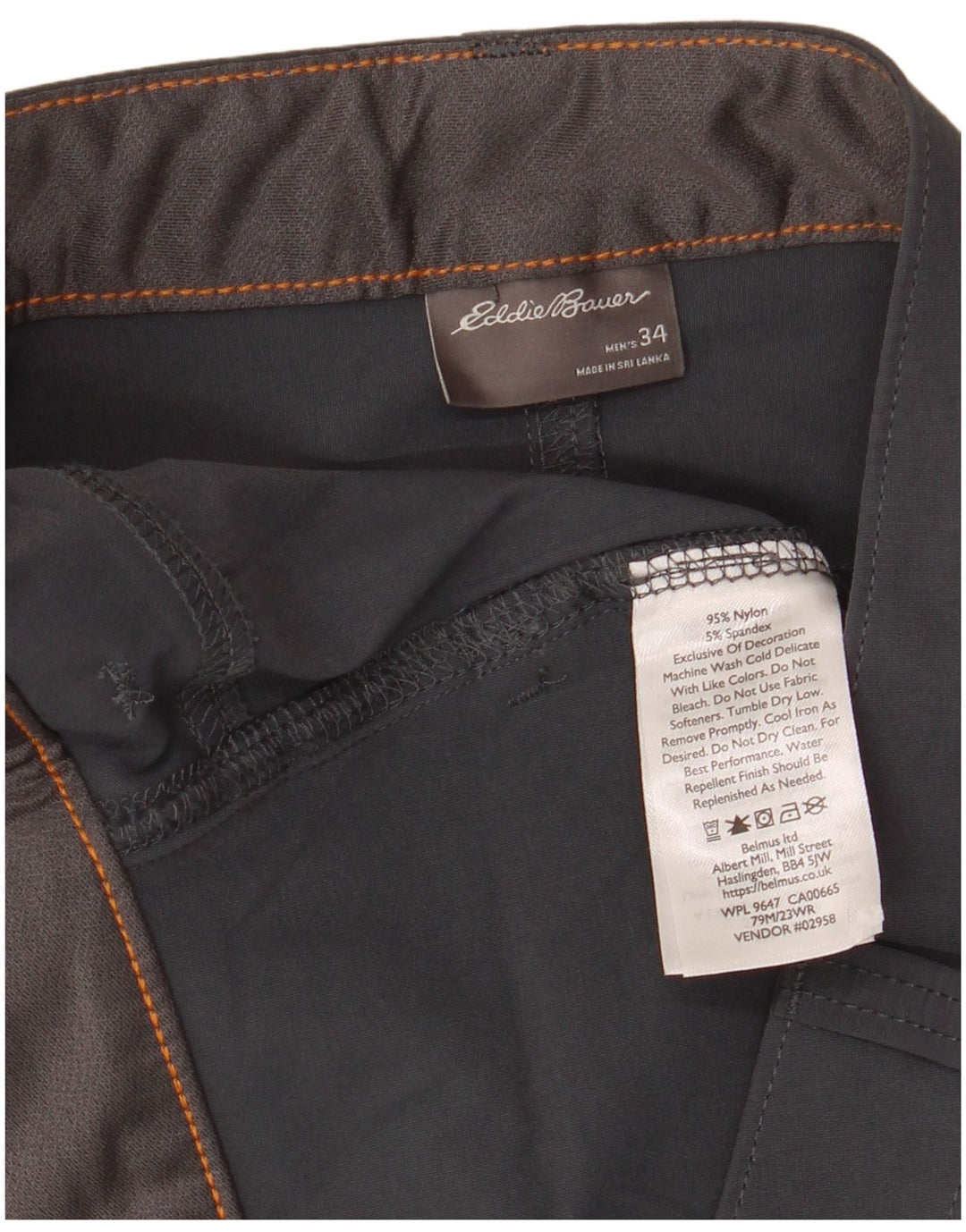 EDDIE BAUER Herre Cargo Shorts W34 Large Grå Nylon