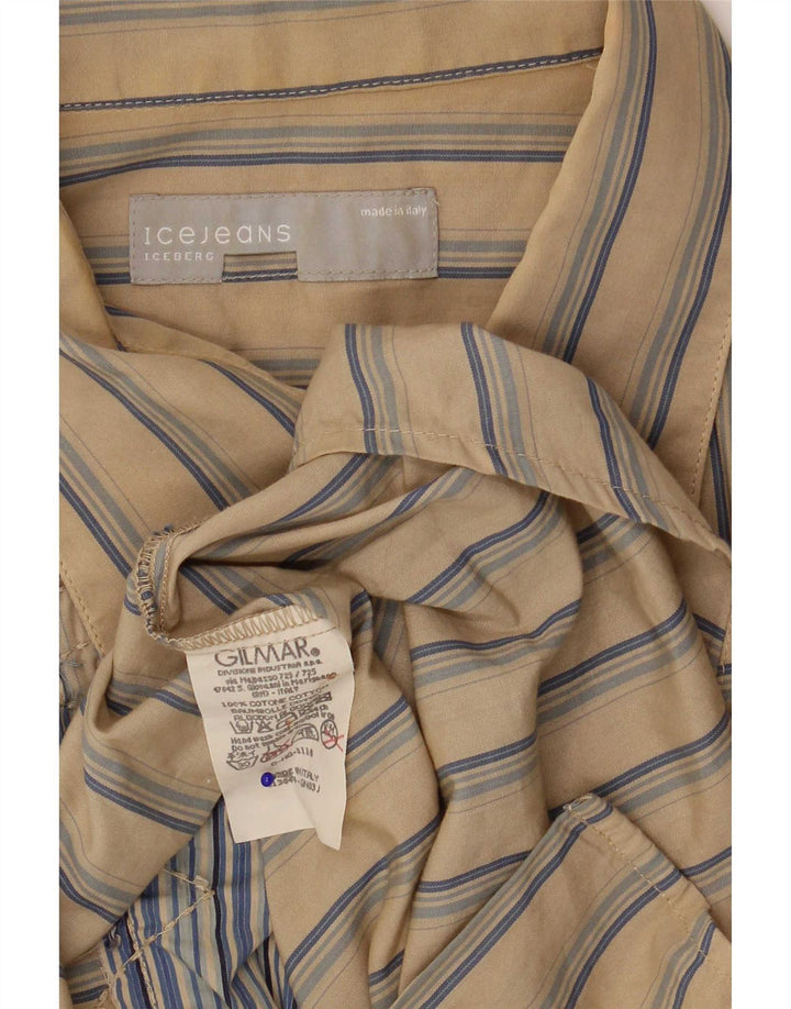 Iceberg Herreskjorte Medium Beige Stribet Bomuld