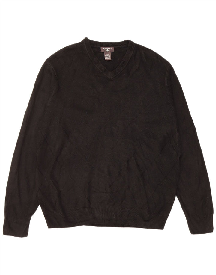 Dockers Herre V-hals sweater XL Sort Akryl