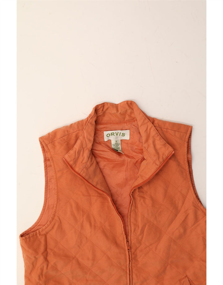 ORVIS Womens Quilted Gilet UK 14 Medium Orange Polyester Vintage Orvis and Second-Hand Orvis from Messina Hembry 