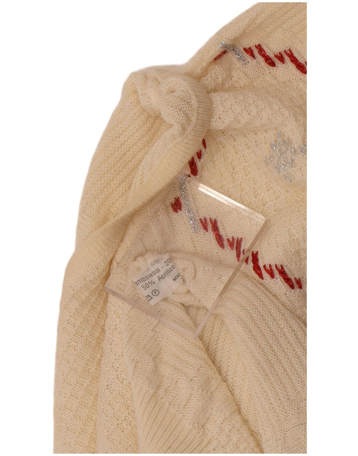 Vintage Dame Boat Neck Jumper Sweater UK 14 Medium Off White
