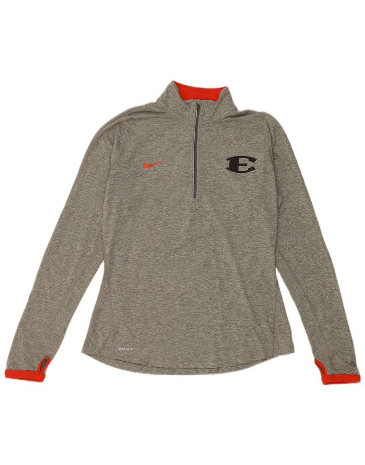 NIKE Dame Dri Fit Pullover Træningsdragt Top UK 12 Medium Grå Flecked