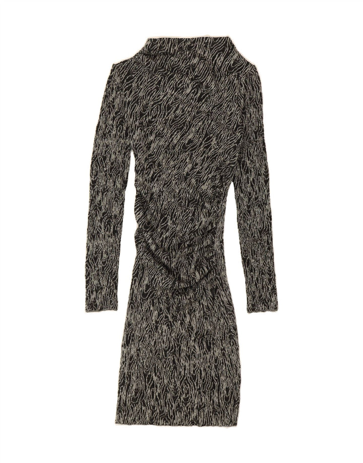 ZARA Womens Abstract Pattern Long Sleeve Bodycon Dress UK 10 Small Grey Vintage Zara and Second-Hand Zara from Messina Hembry 