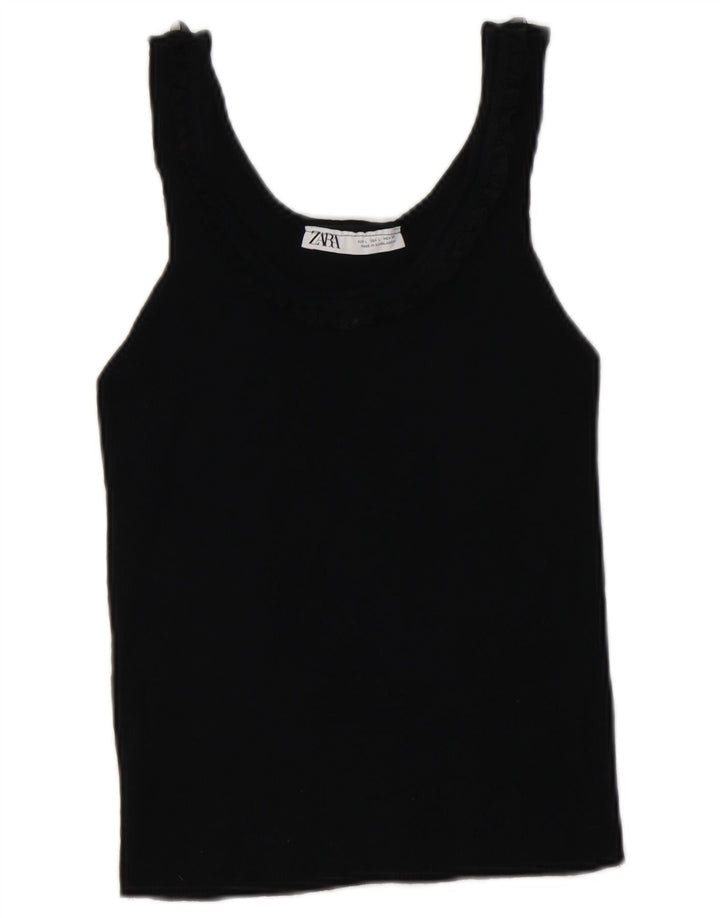 Zara Dame Vest Top UK 16 Large Black Modal