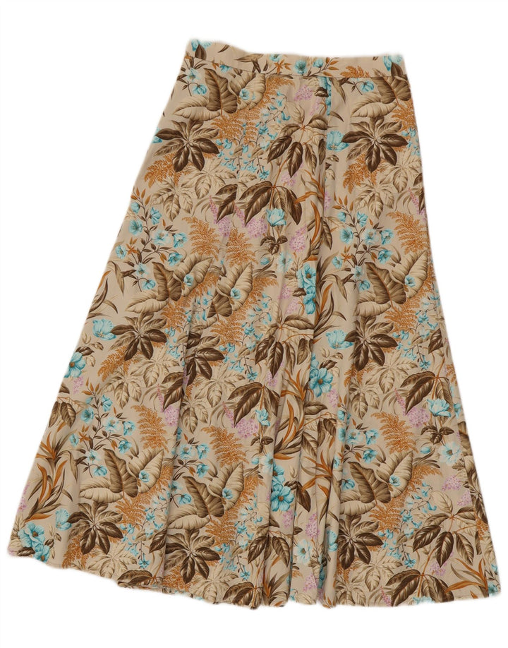 VINTAGE Dame Flared Skirt IT 42 Medium W28 Beige Floral