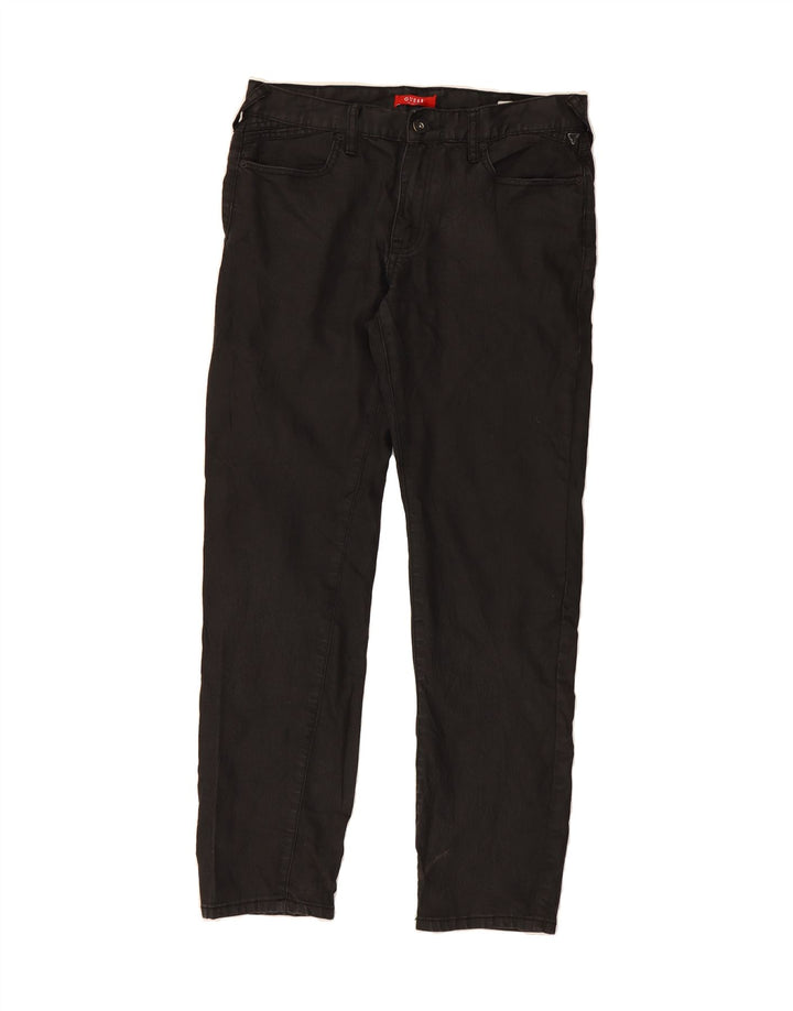 GUESS Womens Slim Casual Trousers W32 L32  Black Cotton Vintage Guess and Second-Hand Guess from Messina Hembry 