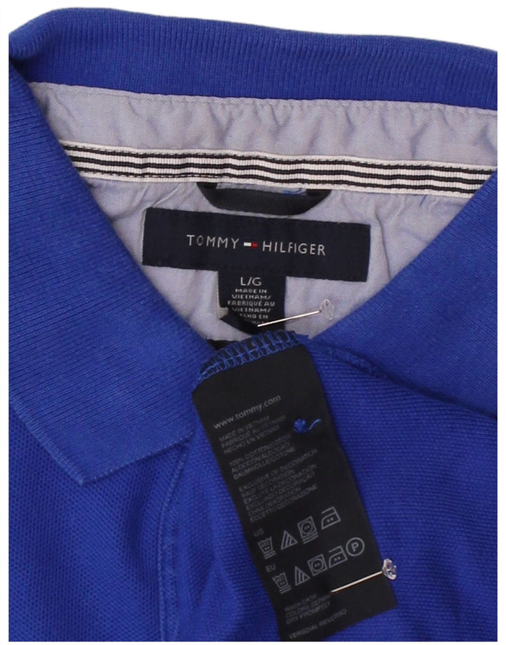 TOMMY HILFIGER Mens Polo Shirt Large Blue Cotton
