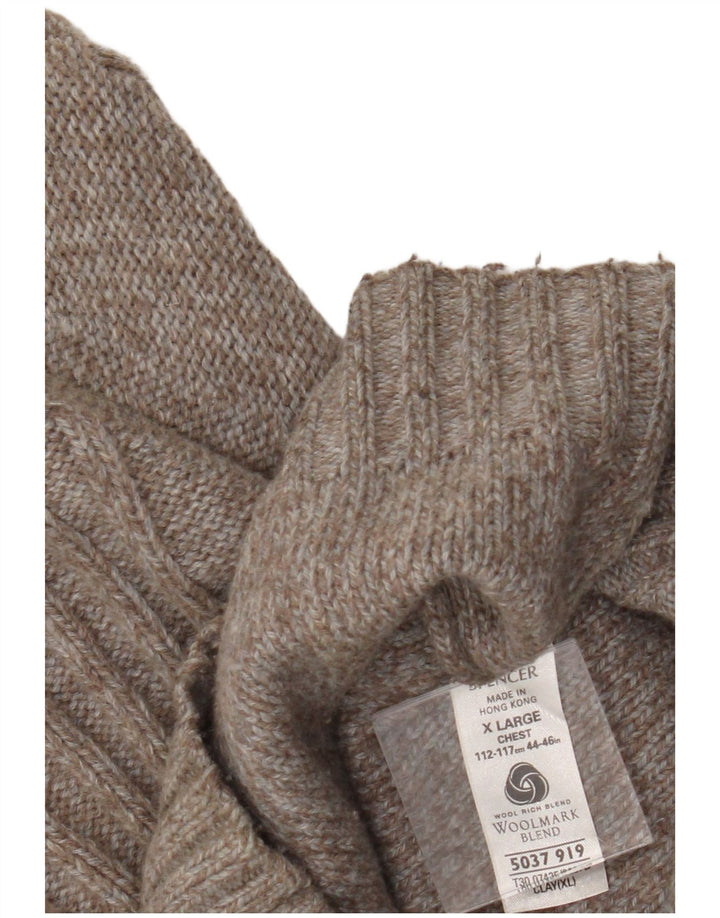 Marks & Spencer Herre Cardigan Sweater XL Brun Uld