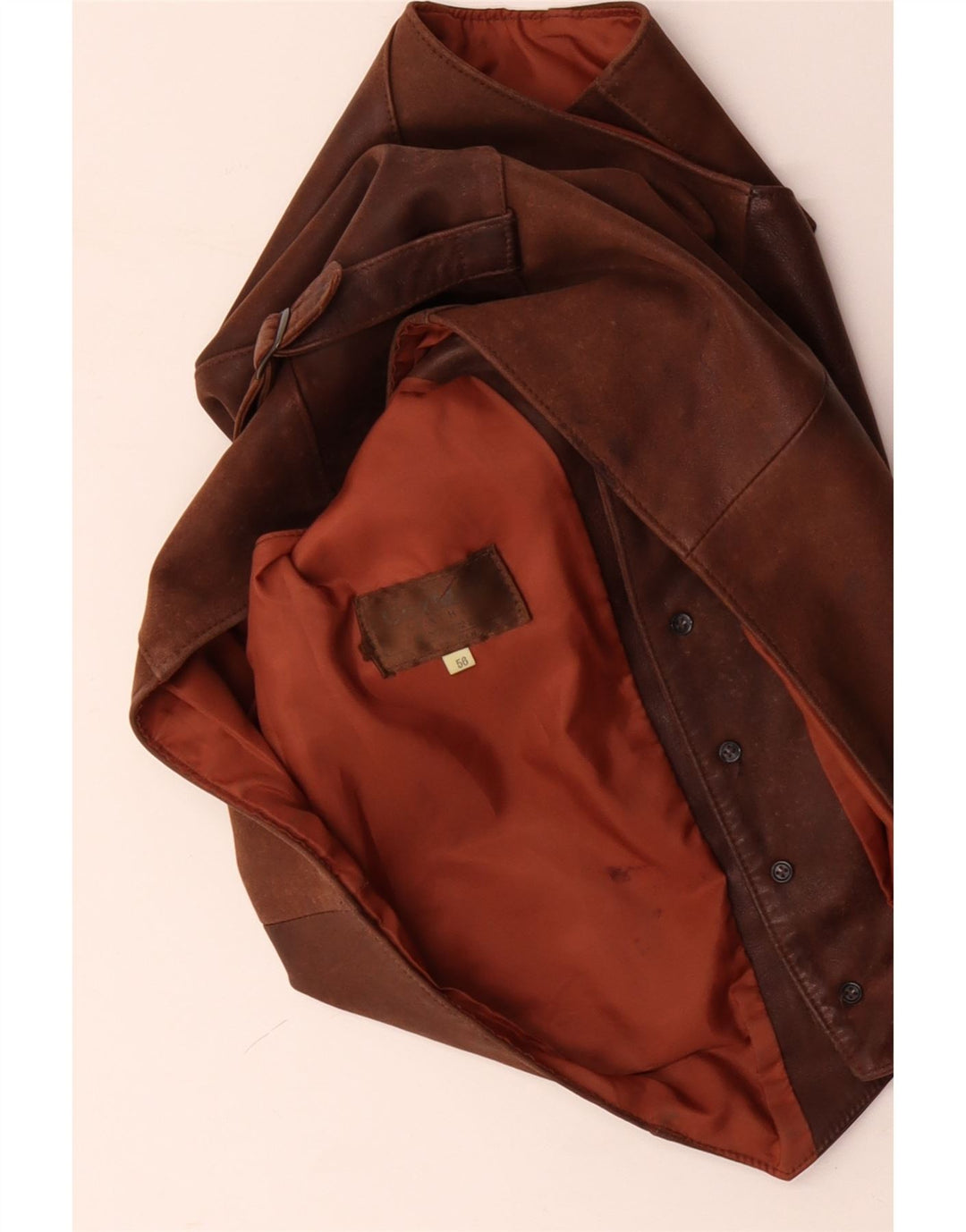 VINTAGE Herre lædervest IT 56 2XL Brun