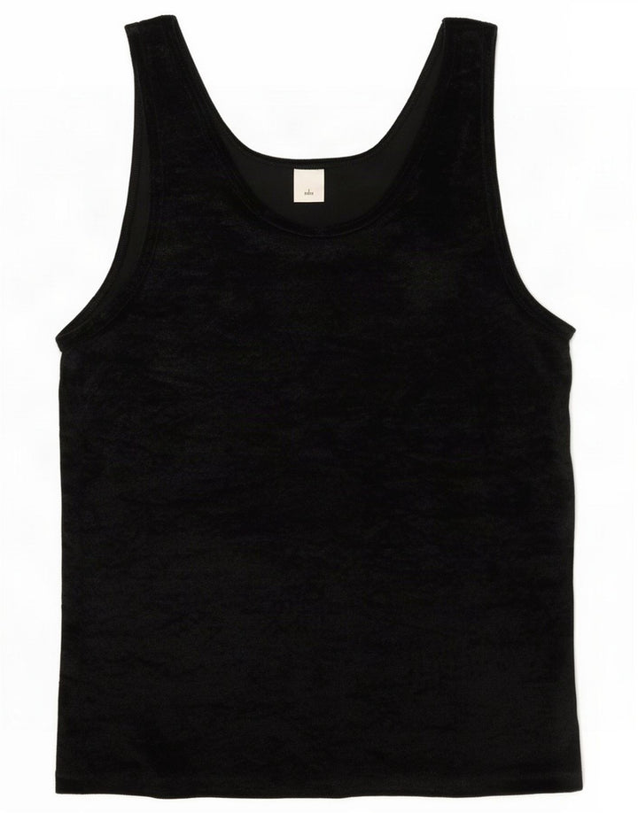 Vintage Dame Ærmeløs bluse Top IT 44/46 Stor Sort Polyester