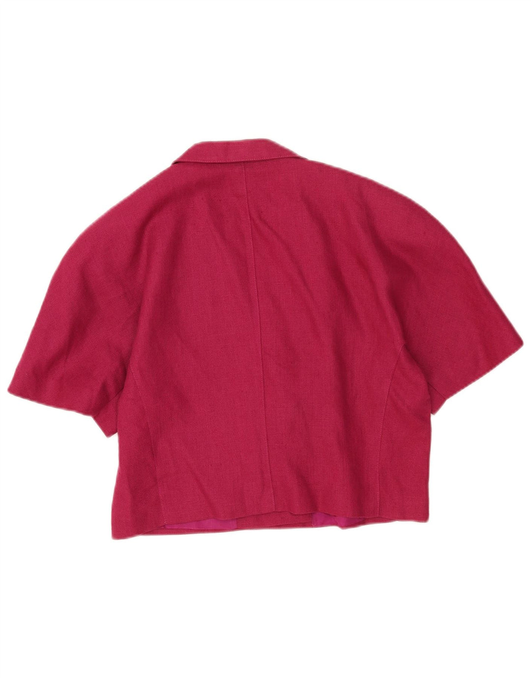 Vintage Dame Crop Kortærmet Blazer Jacket UK 14 Medium Pink Uld