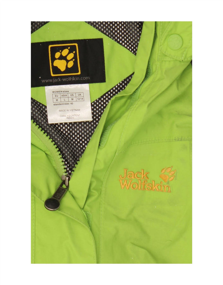 Jack Wolfskin Regnjakke med hætte til kvinder UK 12/14 Medium Green Colourblock