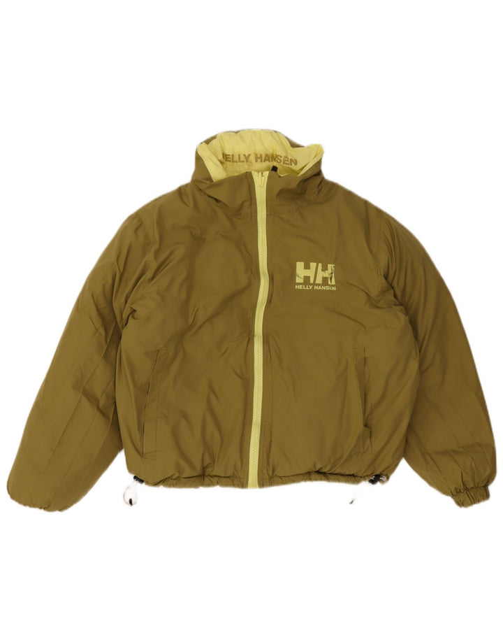 Helly Hansen Dame Grafisk Crop Polstret Jakke UK 14 Medium Khaki