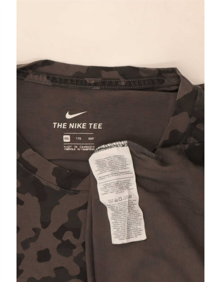 Nike Herre T-shirt Top 2XL Grå Camouflage Bomuld