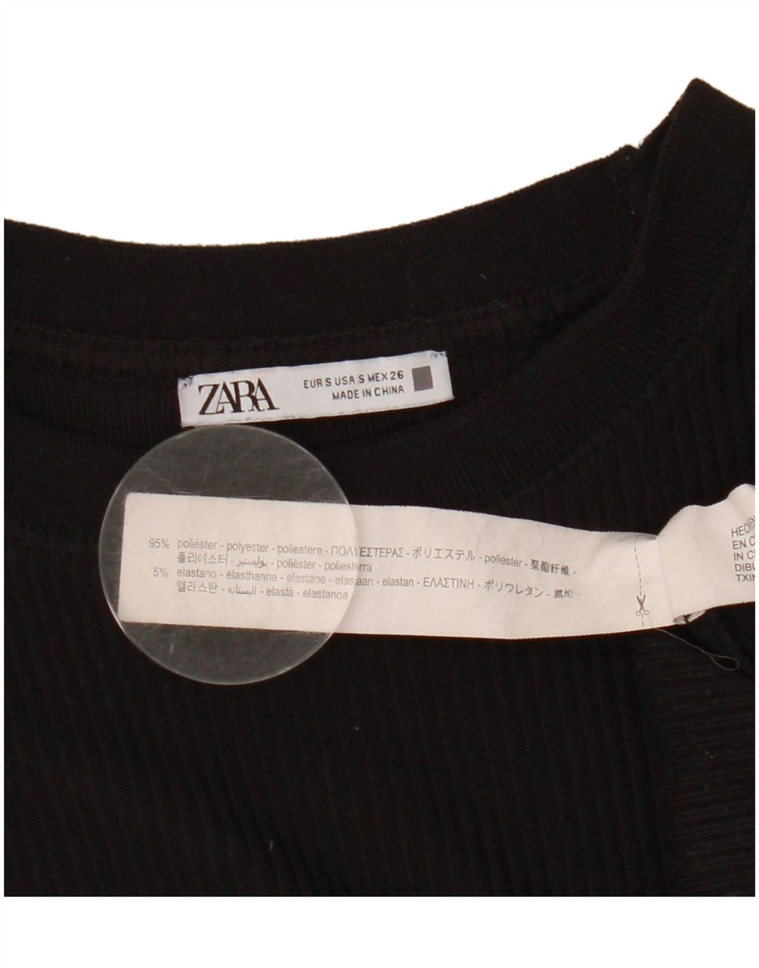 Zara Dametop Langærmet UK 10 Lille Sort Polyester