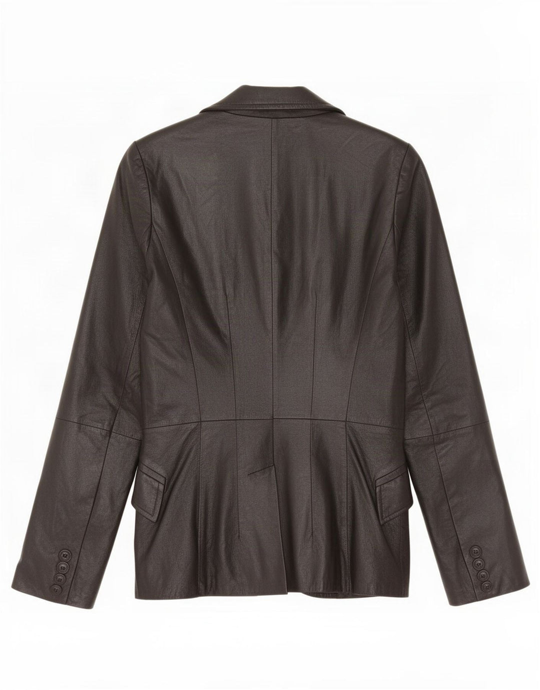 Zara Dame 2 Knaps Læder Blazer Jacket UK 10 Lille Sort