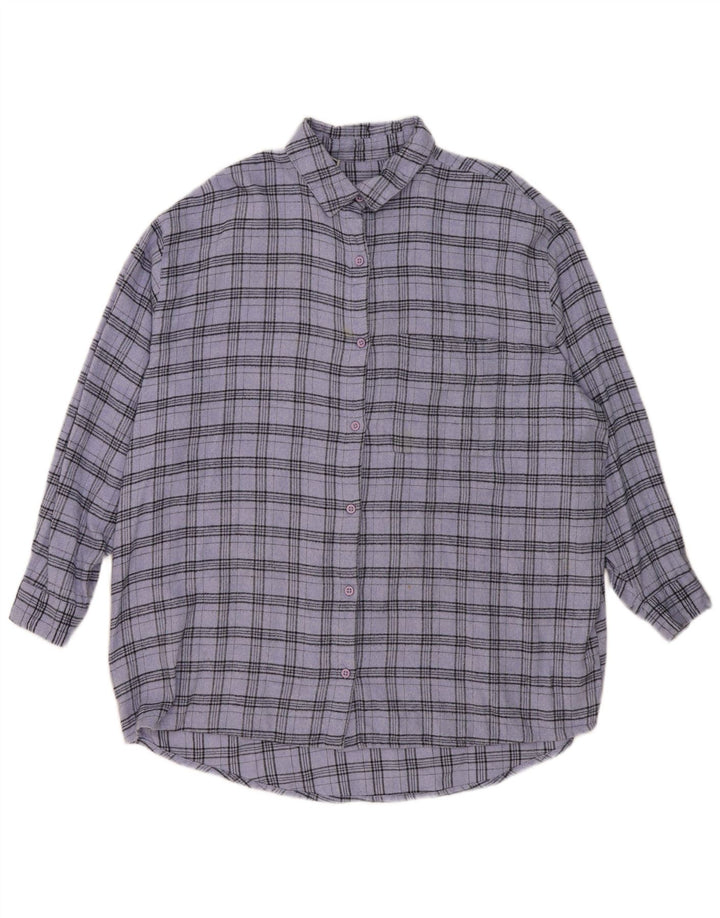Jack Wills Dame Oversized skjortekjole UK 12 Mellem blå ternet bomuld