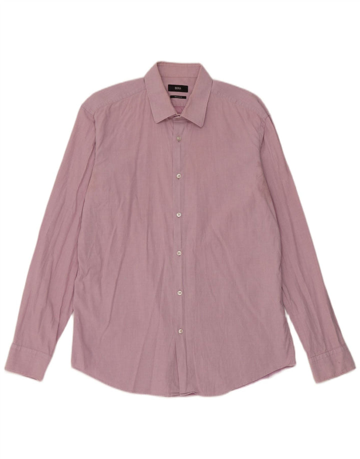 Hugo Boss Herre Regular Fit skjorte str. 41 16 Large Pink Spotted