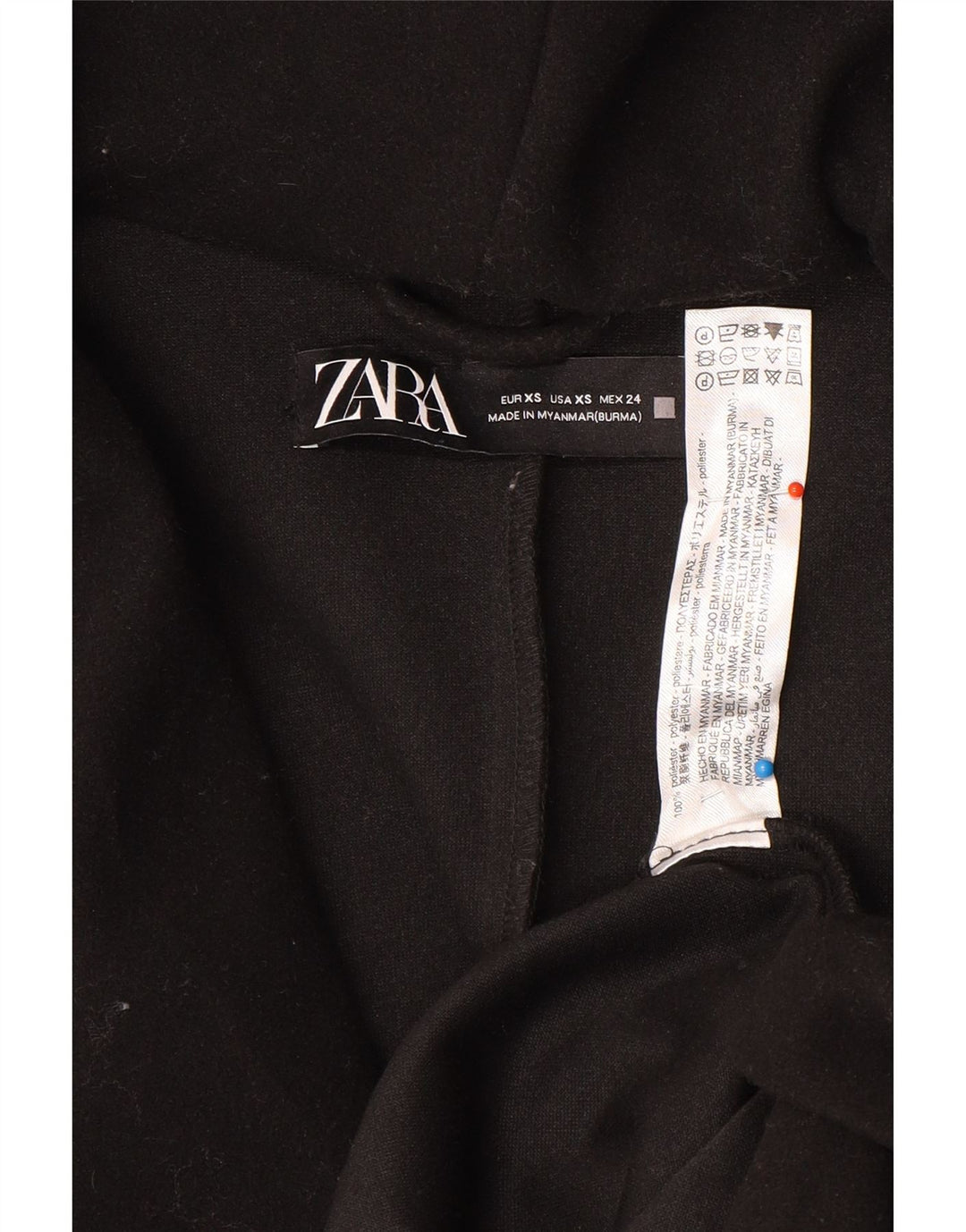 Zara oversize overfrakke med hætte til kvinder DK 6 XS sort polyester