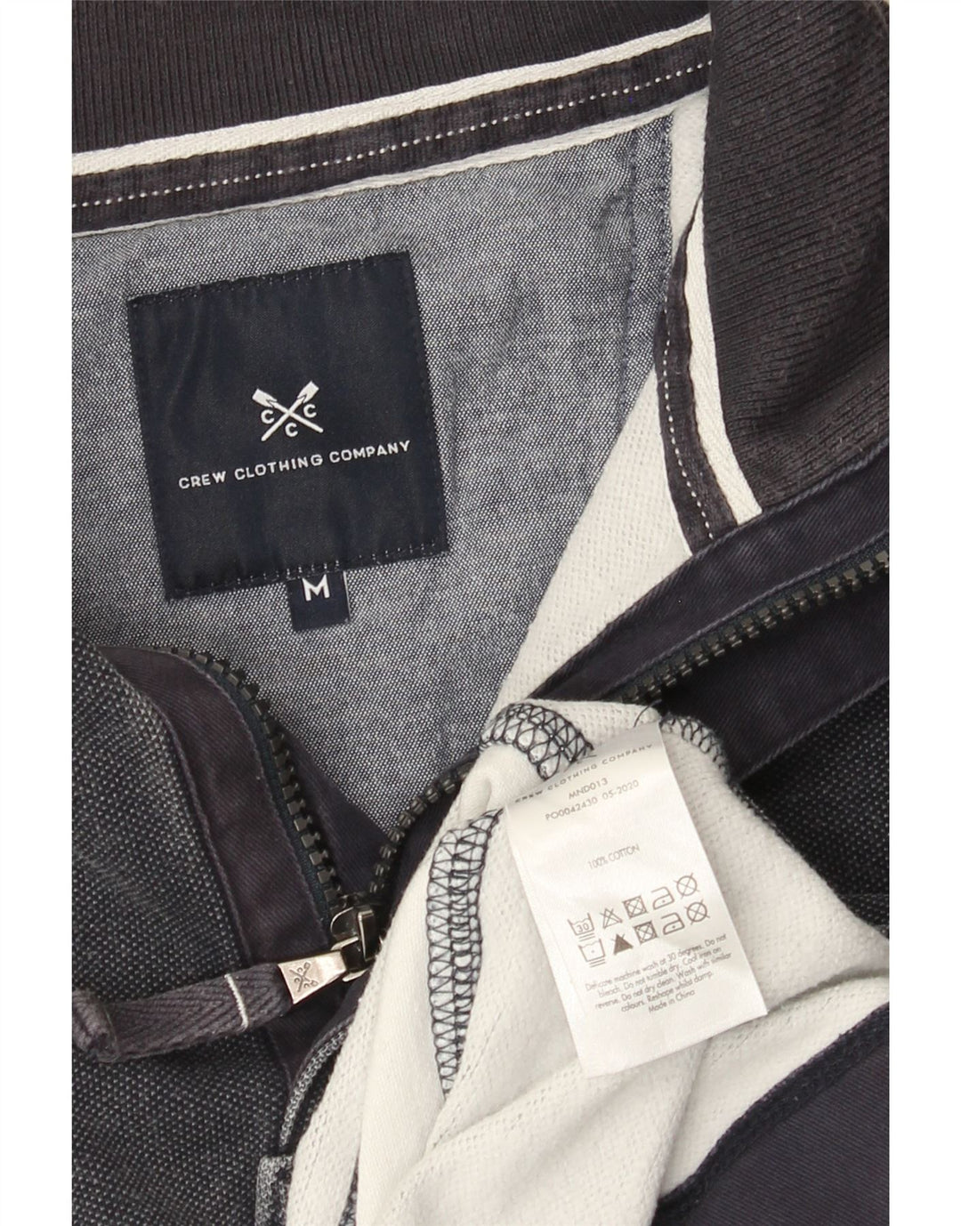 Besætningstøj Herre Zip Neck Sweatshirt Jumper Medium Navyblå stribet