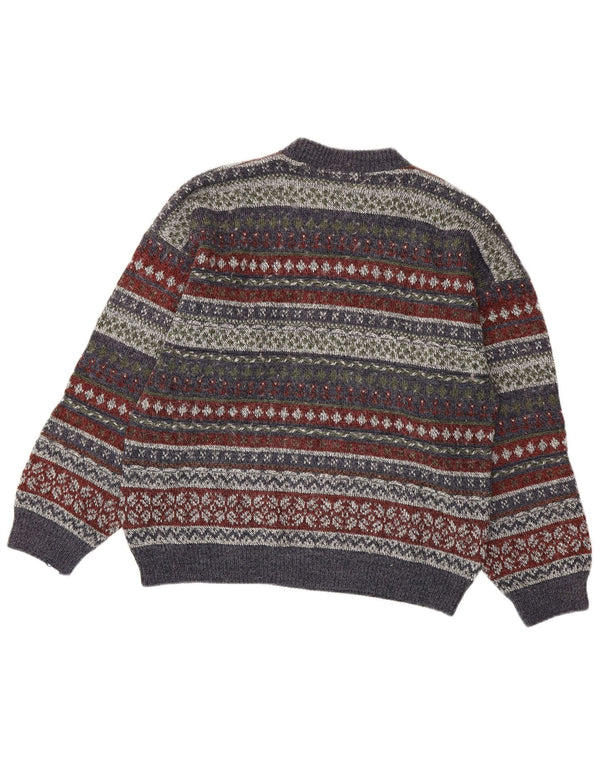 Vintage Herre rund hals sweater IT 50 Medium Flerfarvet Fair Isle
