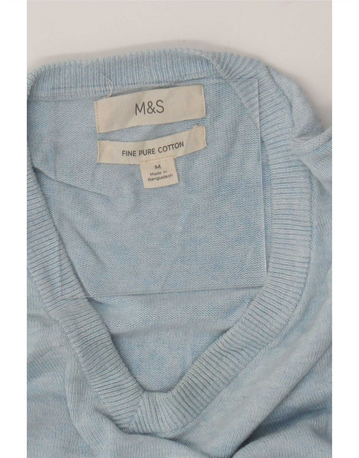 Marks & Spencer Herre V-hals sweater mellemblå bomuld