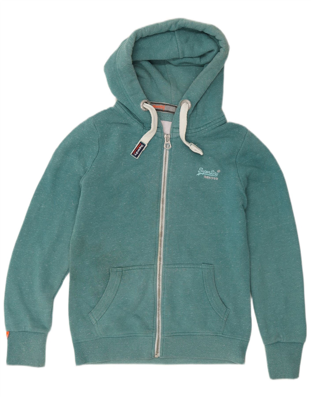 Superdry hættetrøje med lynlås til mænd mellemgrøn flækket bomuld
