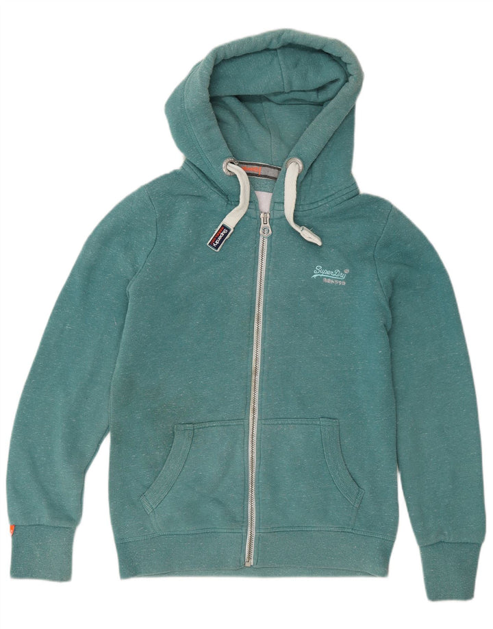 Superdry hættetrøje med lynlås til mænd mellemgrøn flækket bomuld