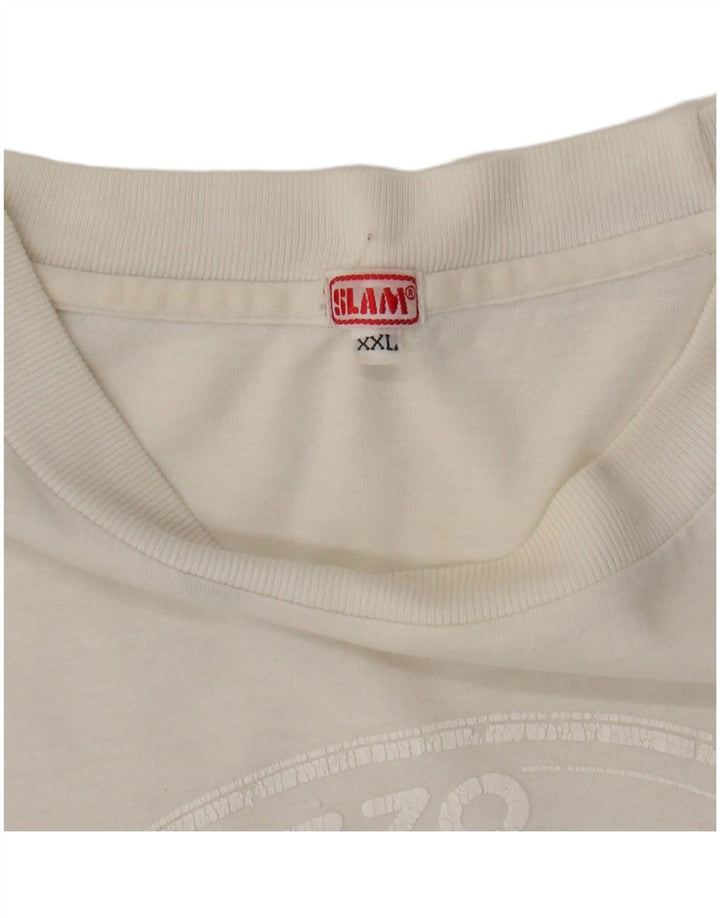 SLAM Herre Grafisk T-Shirt Top 2XL Hvid