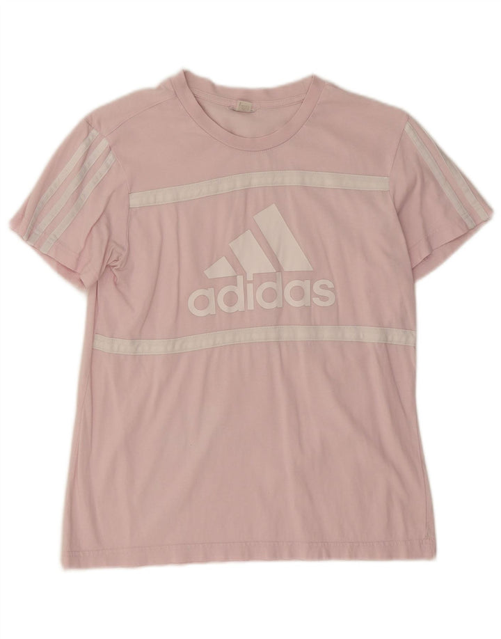 Adidas Dame Grafisk T-Shirt Top UK 12 Medium Pink