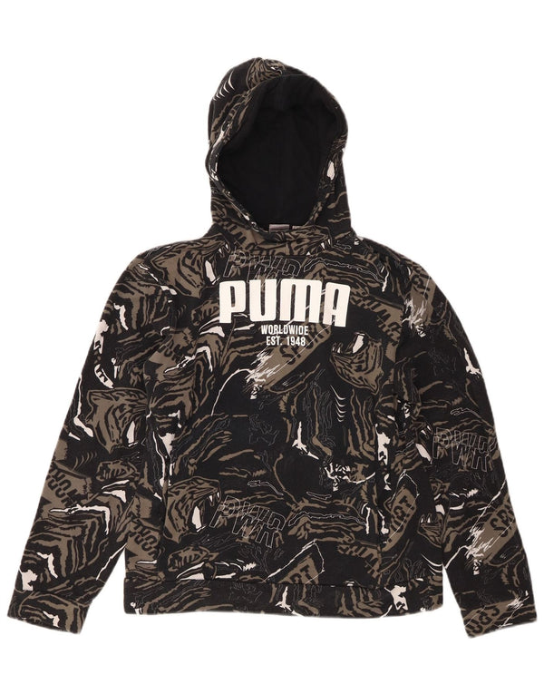 Puma drenge grafisk hættetrøje 13-14 år sort dyreprint bomuld