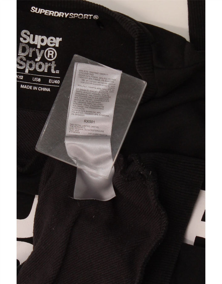 SUPERDRY Womens Graphic Sweatshirt Jumper UK 12 Medium Black Cotton Vintage Superdry and Second-Hand Superdry from Messina Hembry 