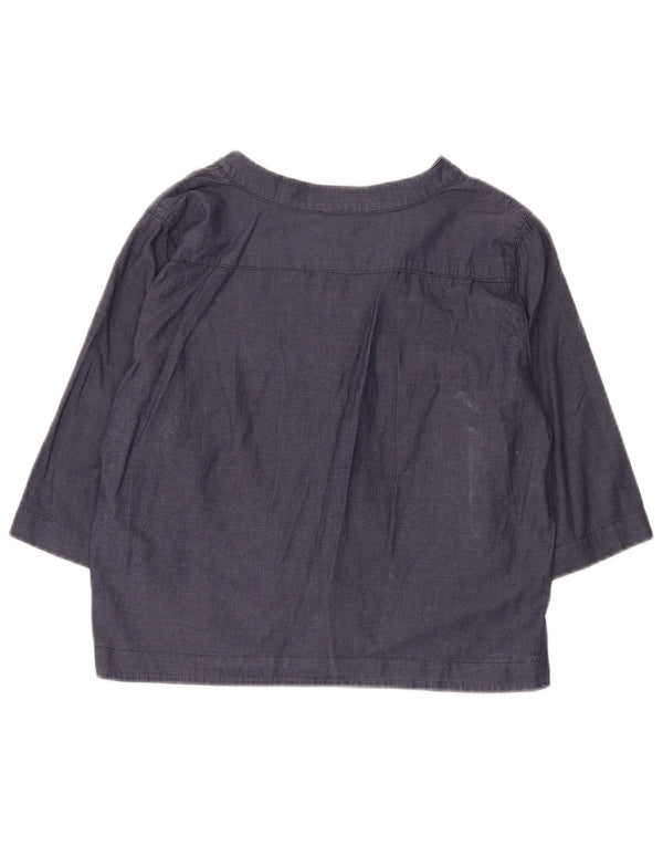 Marella Womens Crop 3/4-ærmet Pullover Shirt UK 10 Small Navy Blue