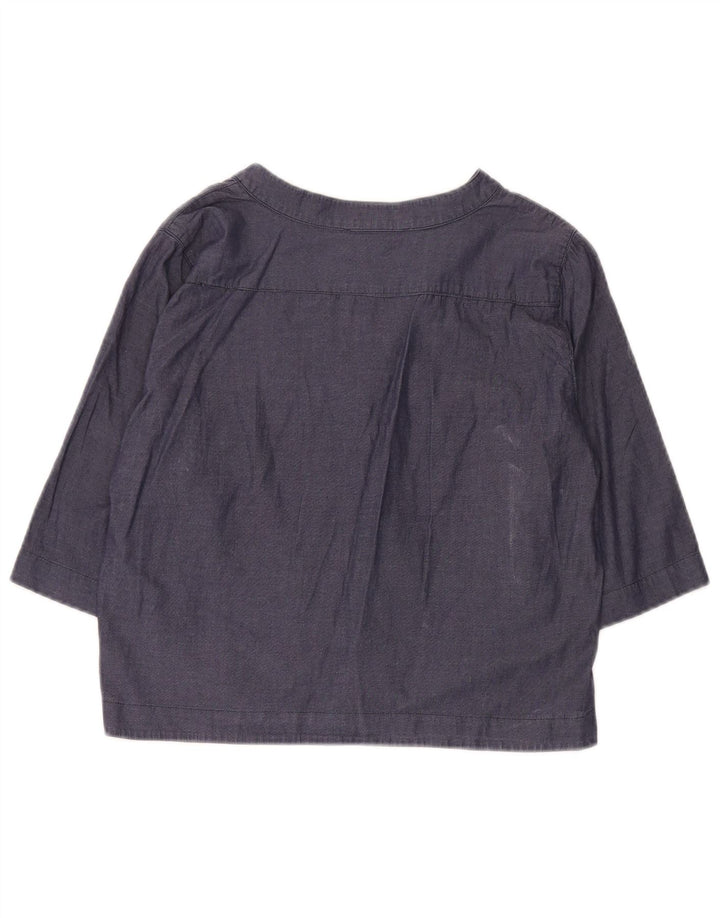 Marella Womens Crop 3/4-ærmet Pullover Shirt UK 10 Small Navy Blue