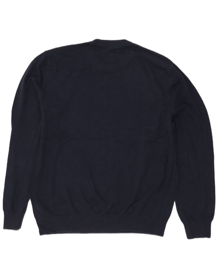 MARKS & SPENCER Herre grafisk rund hals sweater stor marineblå