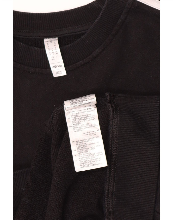 Adidas Dame Sweatshirt Jumper UK 12/14 Medium Sort Bomuld