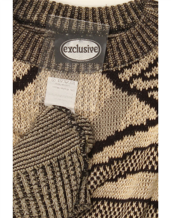 EXCLUSIVE Womens Turtle Neck Jumper Sweater UK 18 XL Grey Geometric Vintage Exclusive and Second-Hand Exclusive from Messina Hembry 