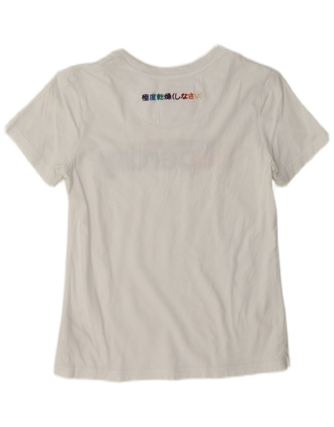 Superdry Grafisk T-shirt top til kvinder UK 8 Lille hvid bomuld