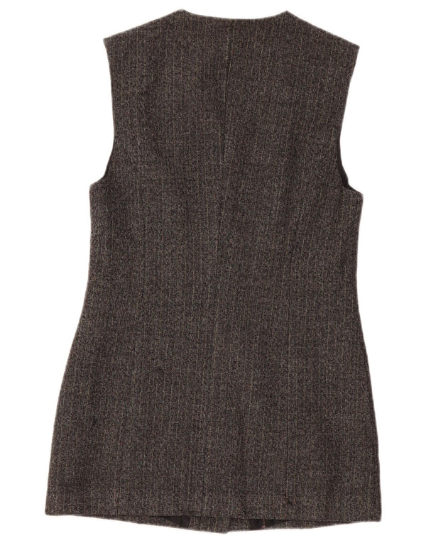 BENETTON Dame Longline Blazer Jacket UK 10 Small Grey Pinstripe