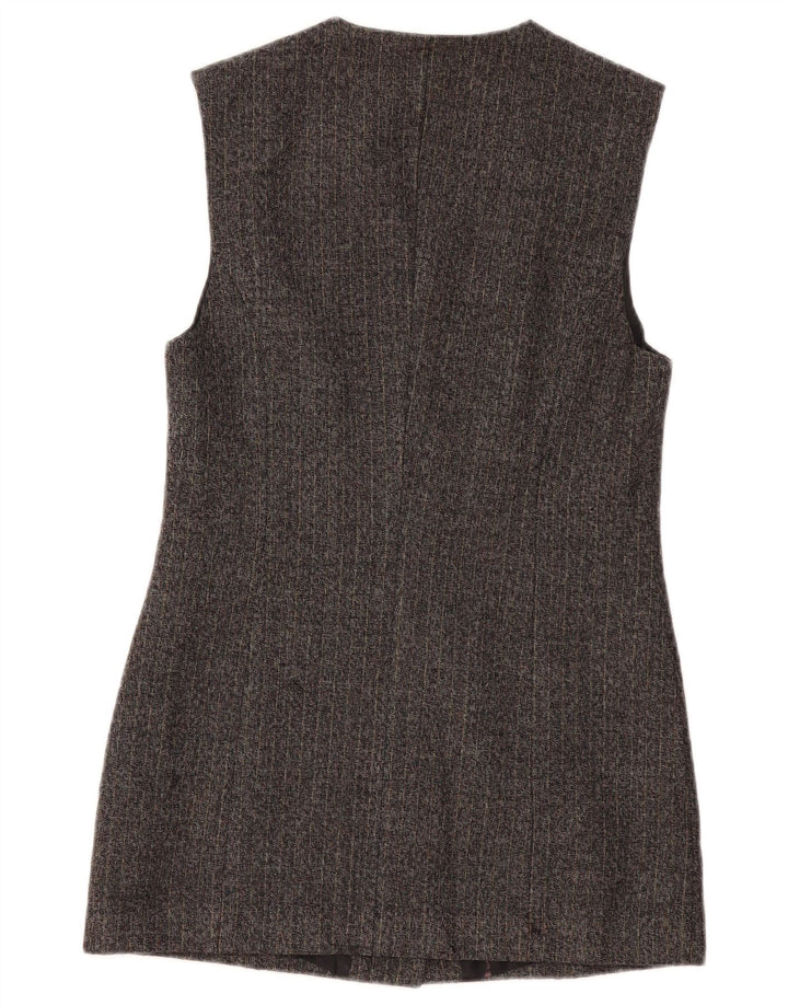 BENETTON Dame Longline Blazer Jacket UK 10 Small Grey Pinstripe