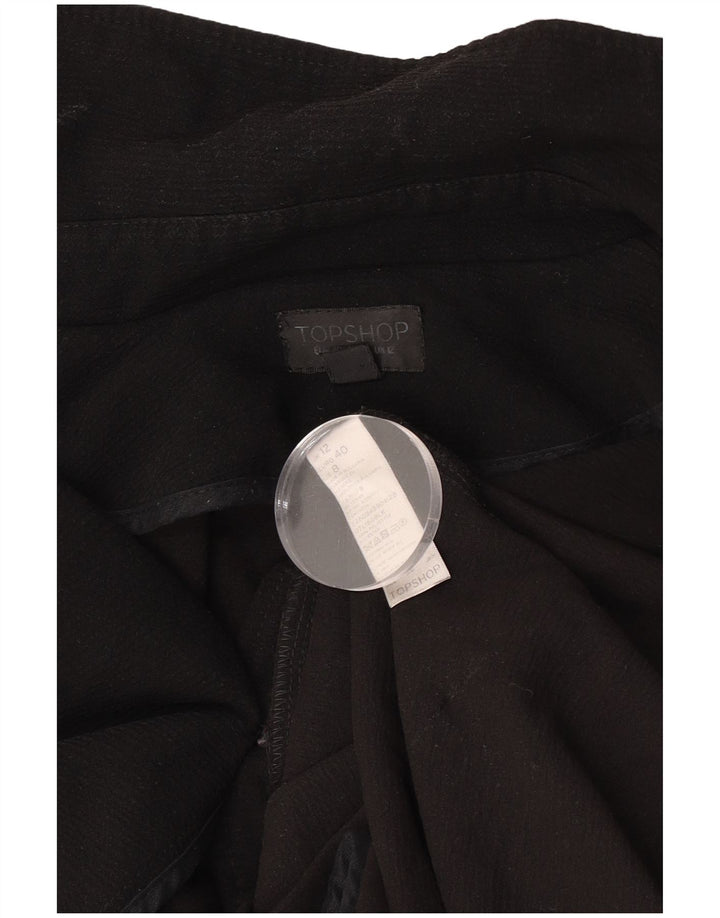 Topshop Dame Oversized Overfrakke UK 12 Medium Sort Polyester