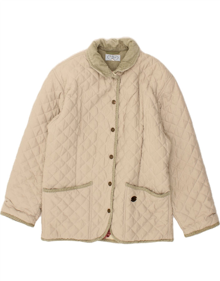 VINTAGE Womens Quilted Jacket IT 46 Large Beige Polyester Vintage Vintage and Second-Hand Vintage from Messina Hembry 