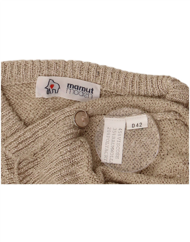 Mamut Moden Dame Button Neck Jumper Sweater EU 42 Large Beige Viscose