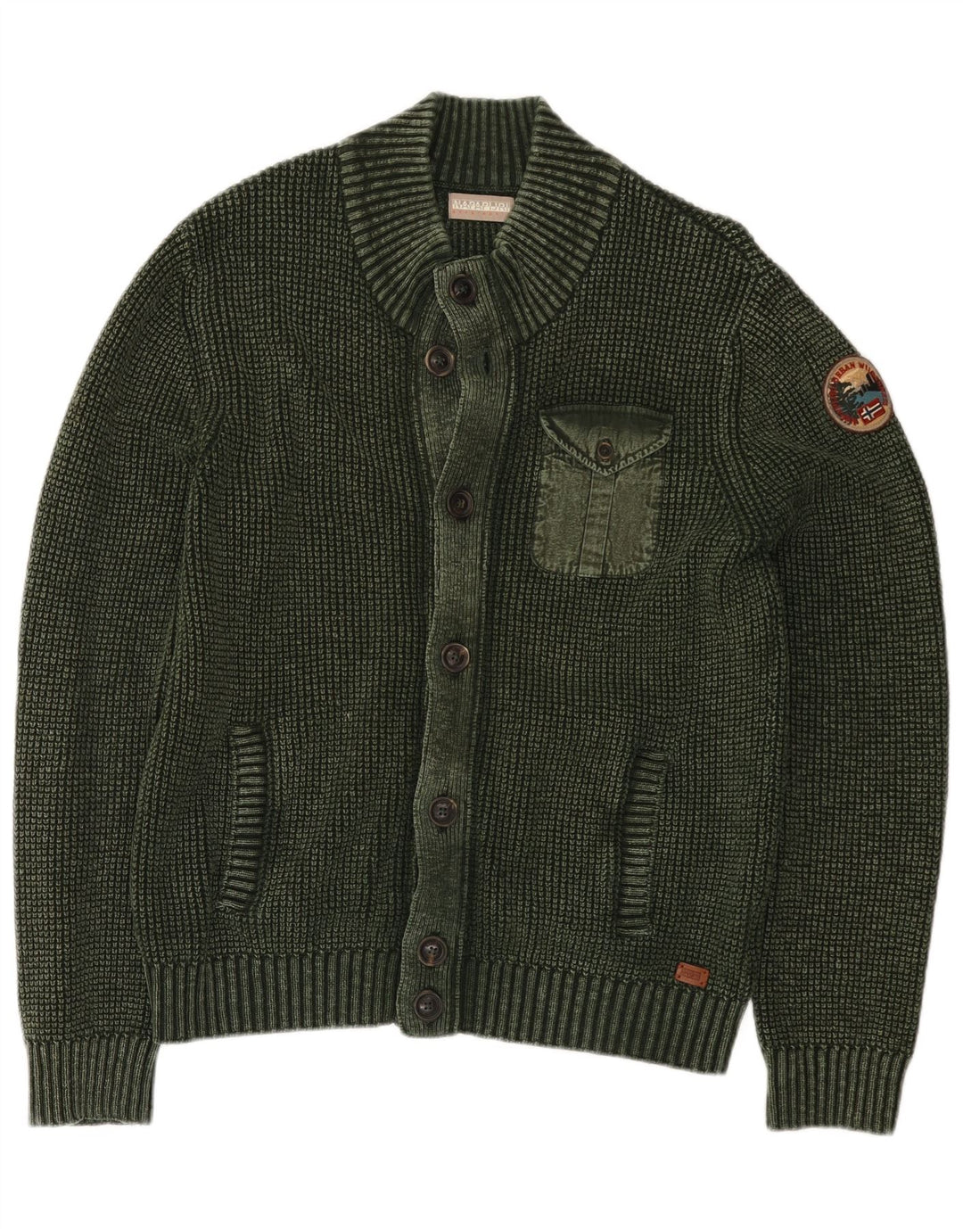Napapijri Herre Geographic Cardigan Sweater Medium Green