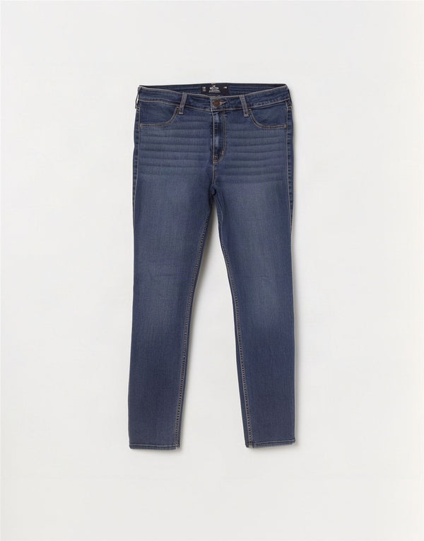 Hollister Dame Stretch Legging Højtaljede Jeans US 12 Large W31 L28 Blå